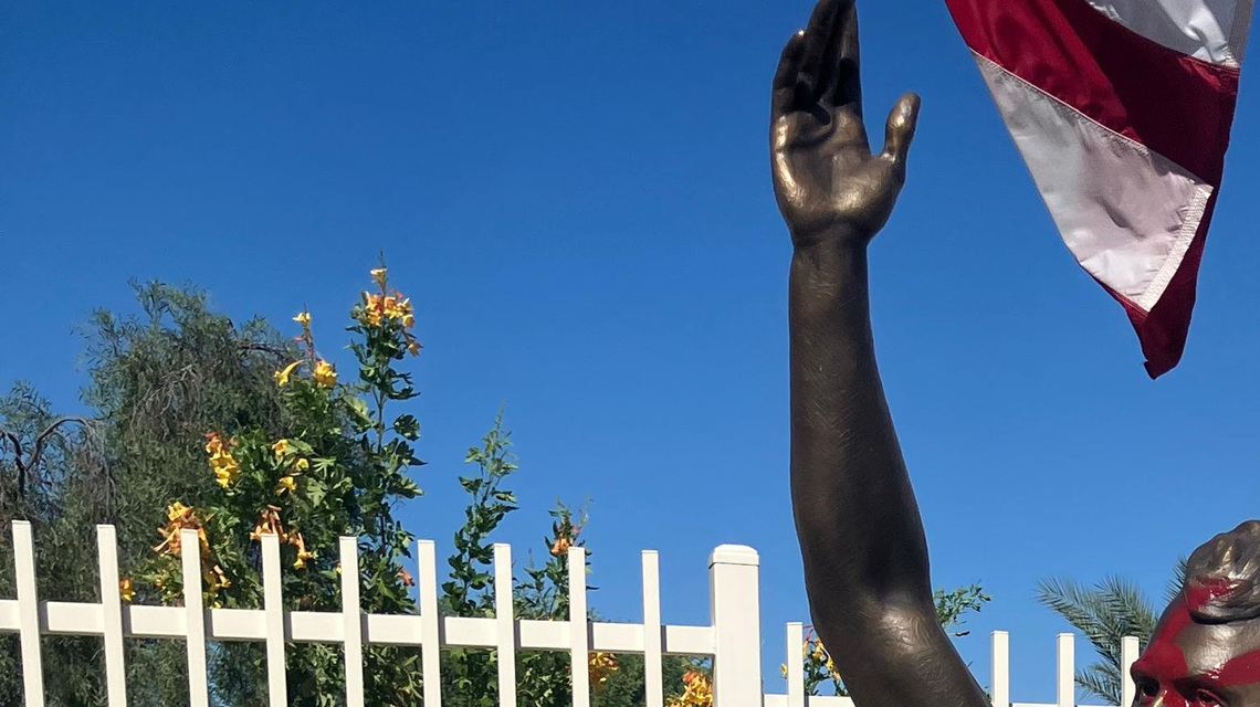 Charlie Kirk statue vandalized at Turning Point USA headquarters