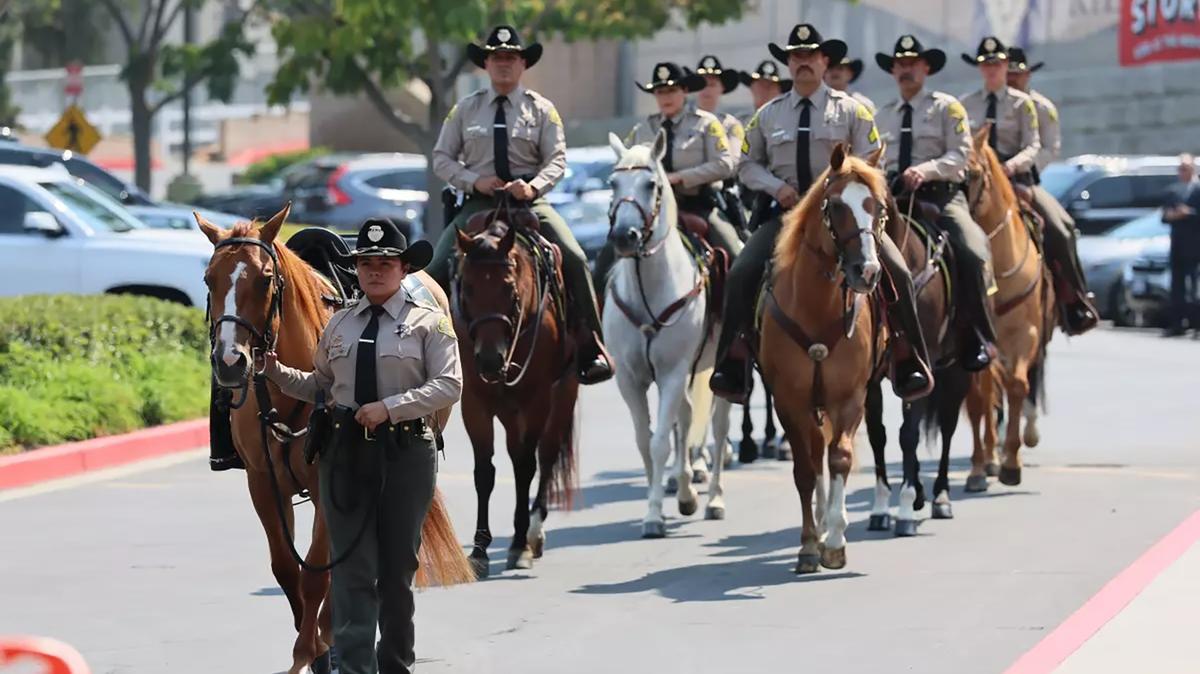 Funeral services are held Aug. 5, 2025, in Yorba Linda, California, for Detective William Osborn, killed in a grenade explosion at a Los Angeles County Sheriff's Department training facility. (Allen J. Schaben/Los Angeles Times/TNS)