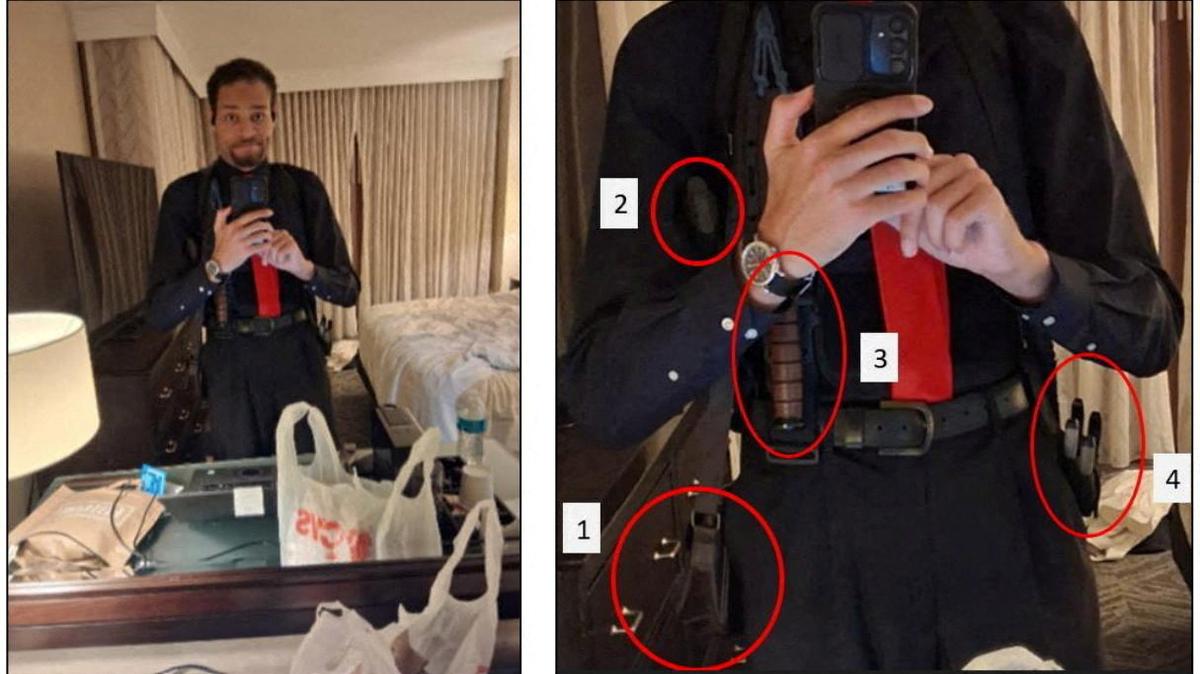 Cole Tomas Allen, the suspect in the shooting incident in Washington at the annual White House Correspondents' Association dinner, appears in a selfie picture in a composite handout image released on April 29, 2026 by the U.S. Department of Justice in Washington. U.S. Department of Justice/Handout via REUTERS