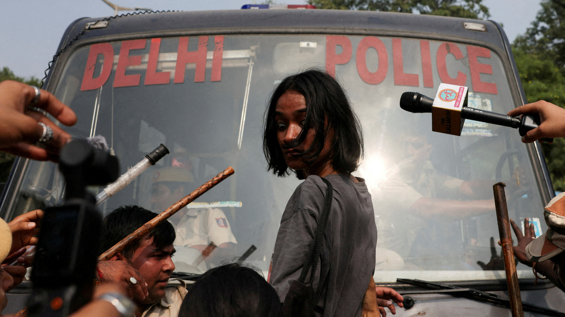 Security stepped up in India's capital for 'cockroach' movement rally 