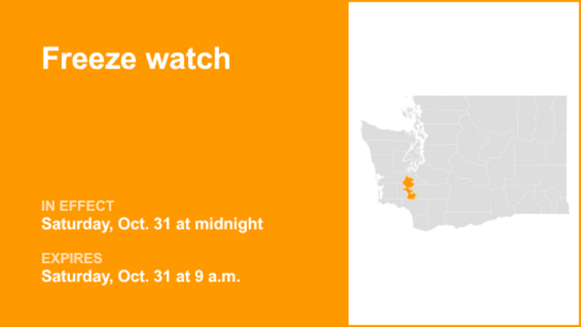 UPDATE: Freeze watch for Lowlands of Lewis and Southern Thurston counties for Saturday 