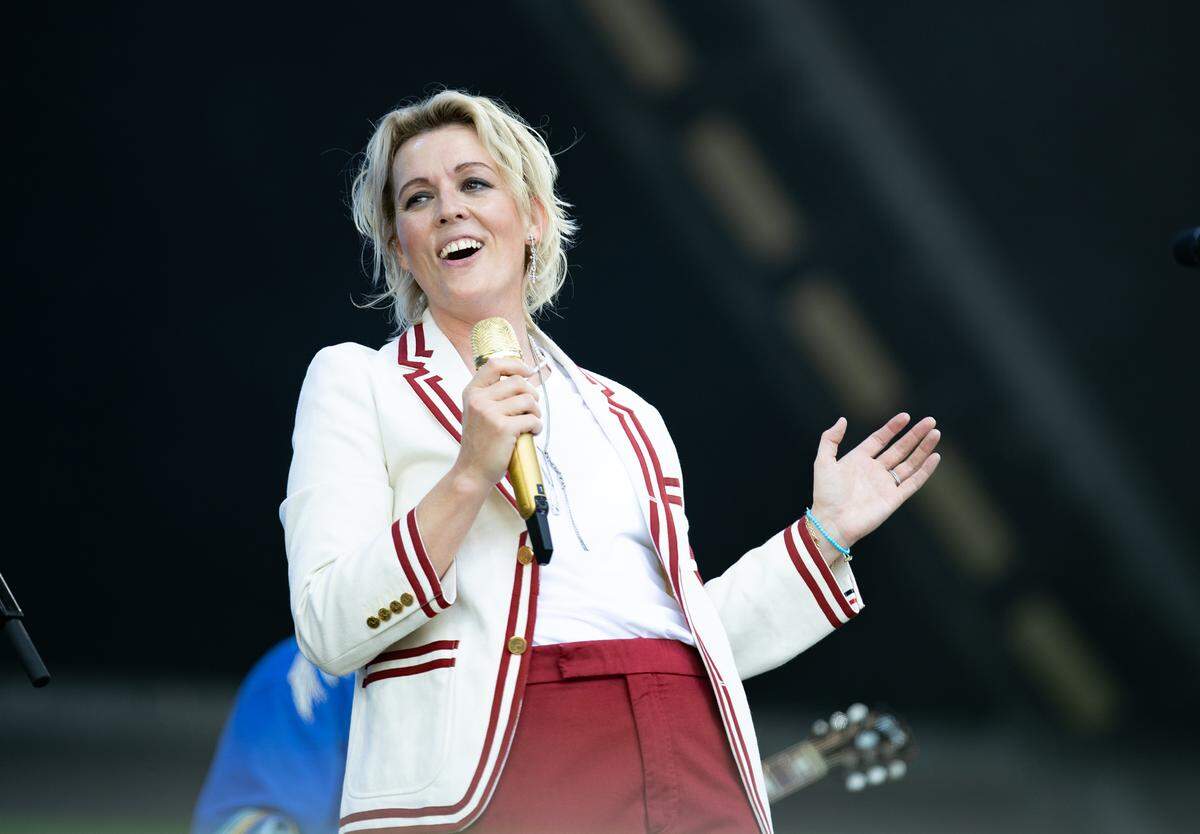 Brandi Carlile performs during the Glastonbury Festival at Worthy Farm, Pilton on June 28, in Glastonbury, England.