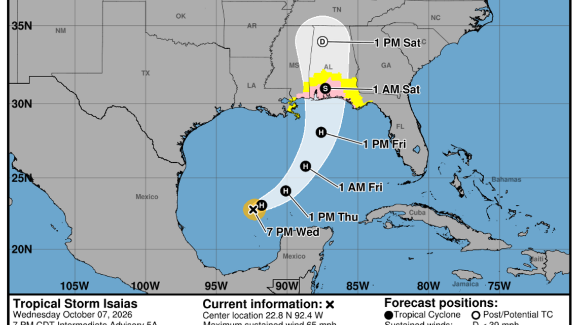 Tropical Storm Isaias: Wednesday, Oct. 7 update from the NHC on latest developments 