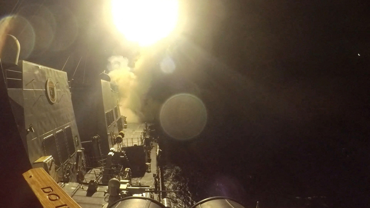 USS Michael Murphy (DDG 112) launches Tomahawk cruise missiles on June 10, 2026. U.S. Central Command/Handout via REUTERS