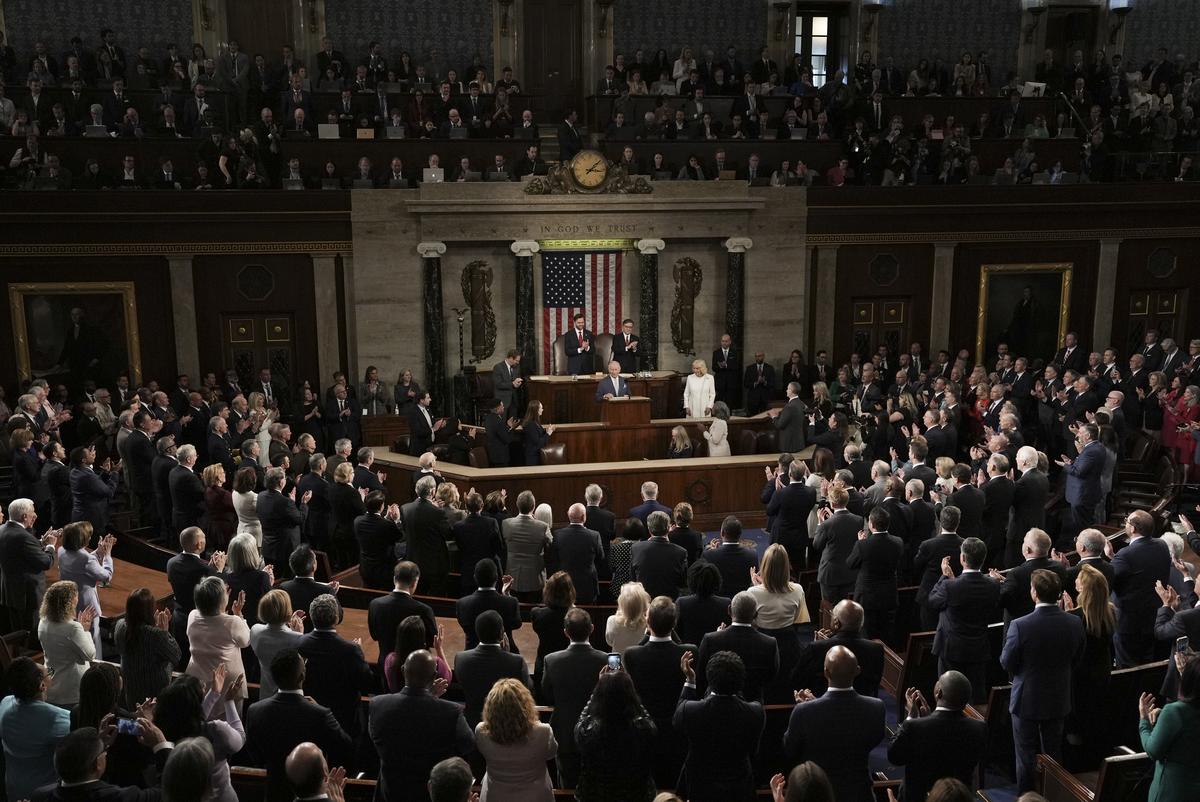 King Charles III is applauded as he addresses a joint meeting of Congress in honor of the 250th anniversary of American independence at the Capitol in Washington, on Tuesday, April 28, 2026. (Salwan Georges/The New York Times)