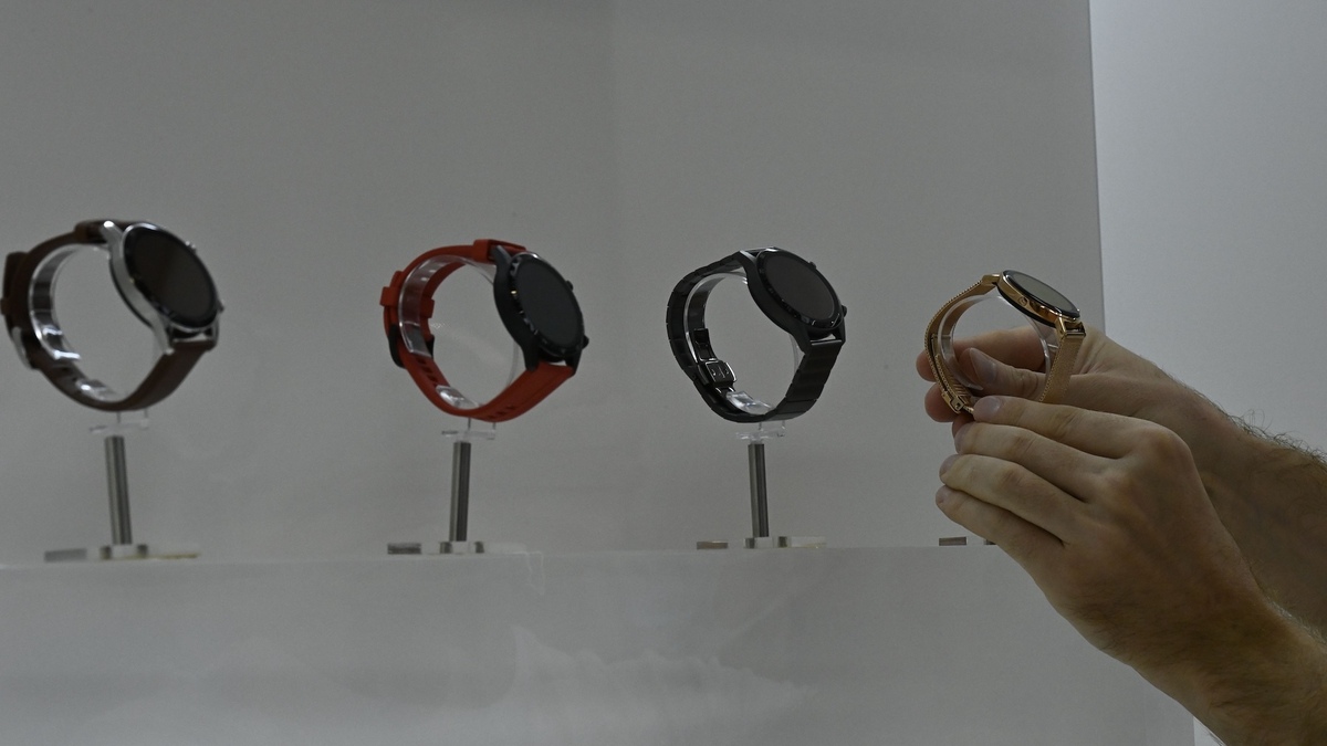 A Huawei Watch GT 2 smartwatch is presented at the Internationale Funkausstellung IFA international trade show for consumer electronics and home appliances on September 3, 2020 at the fair grounds in Berlin. - A special edition of the fair, adapted to health security measures amid the novel coronavirus / COVID-19 pandemic, will be running from September 3 to 5, 2020. (Photo by Tobias SCHWARZ / AFP) (Photo by TOBIAS SCHWARZ/AFP via Getty Images)