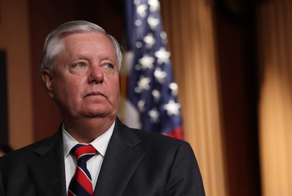  Senator Lindsey Graham at the U.S. Capitol on December 7, 2023, in Washington. (Photo by Kevin Dietsch/Getty Images) 