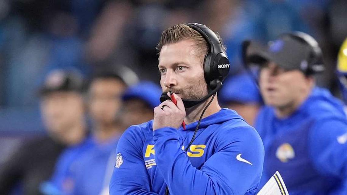  Jan 10, 2026; Charlotte, NC, USA; Los Angeles Rams head coach Sean McVay in the first half during the NFC Wild Card Round game at Bank of America Stadium. Mandatory Credit: Jim Dedmon-Imagn Images | Jim Dedmon-Imagn Images 