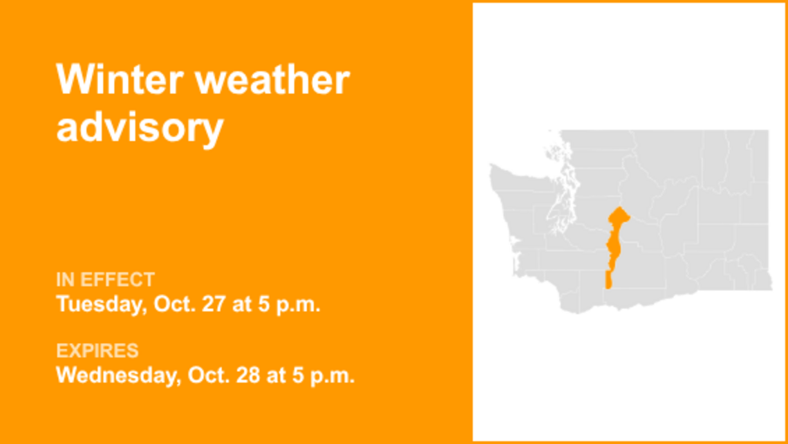 Winter weather advisory for Eastern Cascades for Tuesday and Wednesday 