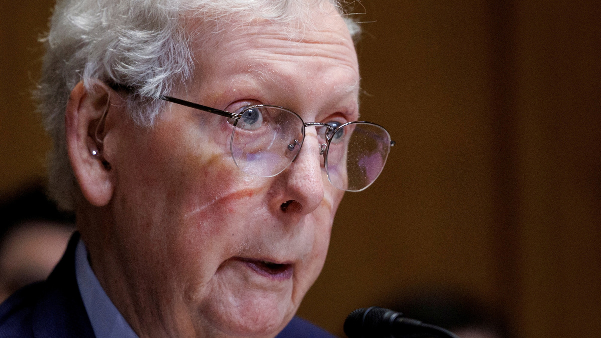FILE PHOTO: U.S. Senate Appropriations Subcommittee on Defense Chair Senator Mitch McConnell (R-KY) speaks during a hearing on Capitol Hill in Washington, D.C., U.S, May 19, 2026. REUTERS/Tom Brenner/File Photo