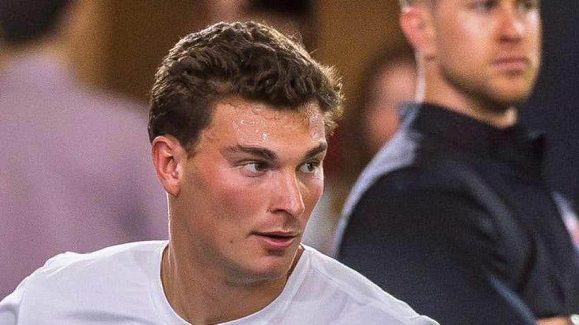  Fernando Mendoza participates in Indiana University's Pro Day at Mellencamp Pavilion on Wednesday, April 1, 2026. | Rich Janzaruk/Herald-Times / USA TODAY NETWORK via Imagn Images 