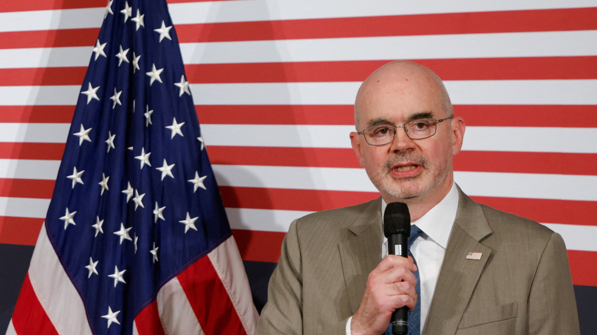 Director of the American Institute in Taiwan Raymond Greene speaks at a reception celebrating the upcoming U.S. Independence Day, in Taipei, Taiwan May 27,2026. REUTERS/Ann Wang