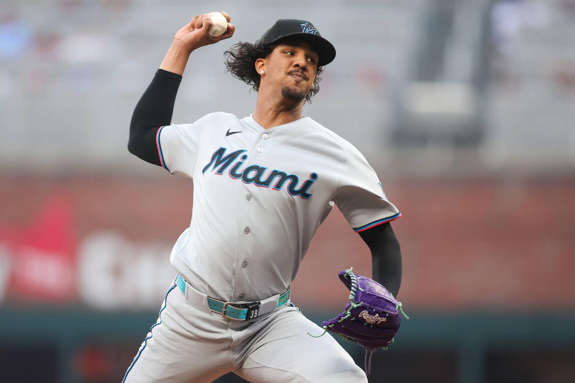  Eury Perez's electric arsenal suggests imminent improvement despite early command issues and elevated WHIP concerns. © Brett Davis-Imagn Images 