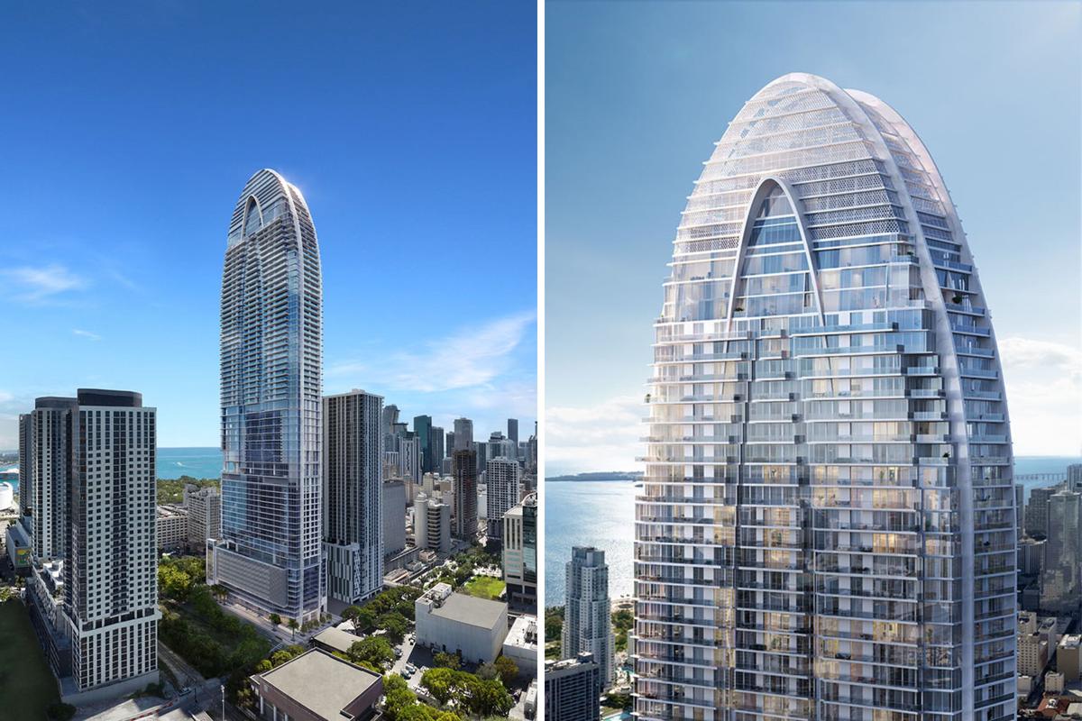  Renderings of the Okan Tower, a 902-foot mixed-use tower with a tulip-shaped design being built in Miami. 