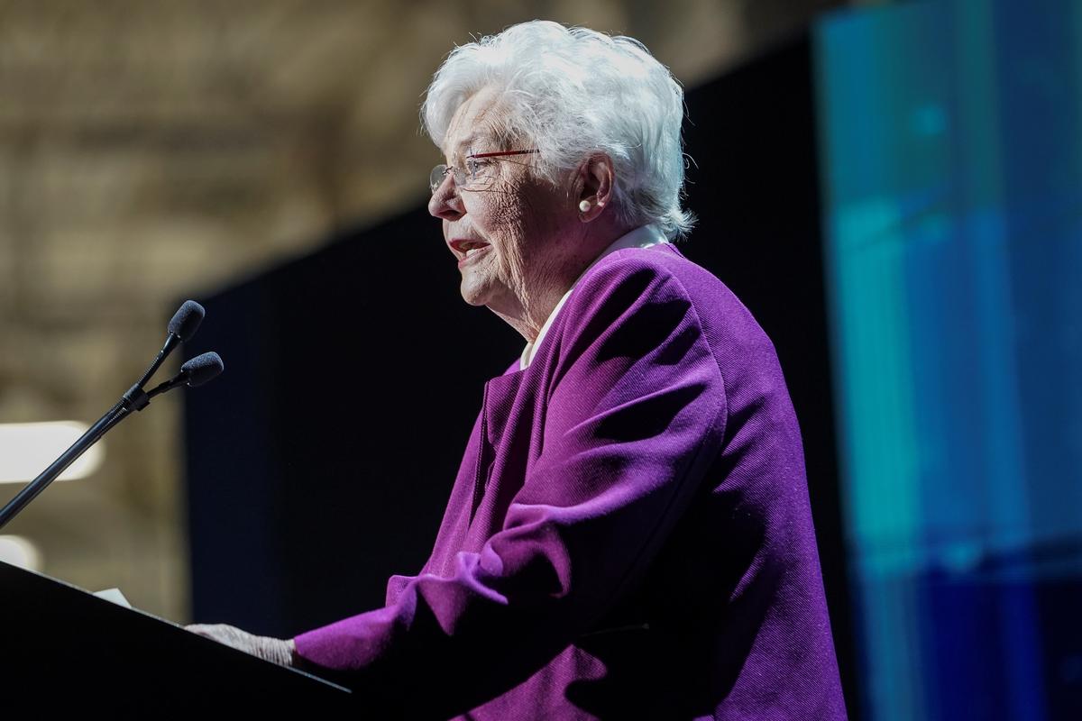 Alabama Governor Kay Ivey speaks during a presentation at the opening of a Mercedes-Benz electric vehicle Battery Factory in Woodstock, Alabama, U.S., March 15, 2022. REUTERS/Elijah Nouvelage