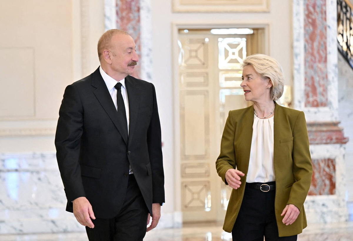 Azerbaijani President Ilham Aliyev attends a meeting with European Commission President Ursula von der Leyen in Baku, Azerbaijan, July 1, 2026. Press Service of the President of the Republic of Azerbaijan/Handout via REUTERS