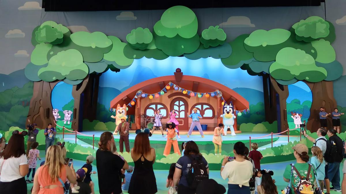 “Bluey’s Best Day Ever!” at the Disneyland Resort invites audience participation. (Mark Potts/Los Angeles Times/TNS)