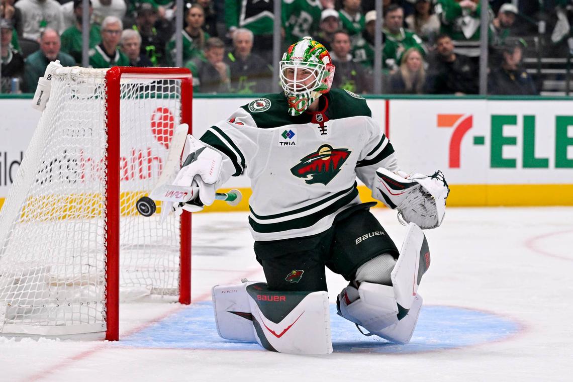  Minnesota Wild goaltender Jesper Wallstedt (30) makes a save. Jerome Miron-Imagn Images