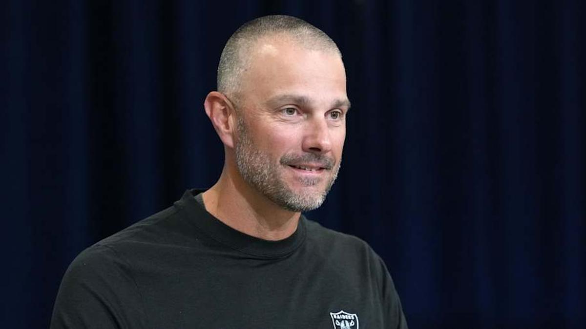  Feb 24, 2026; Indianapolis, IN, USA; Las Vegas Raiders general manager John Spytek speaks at the NFL Scouting Combine at the Indiana Convention Center. Mandatory Credit: Kirby Lee-Imagn Images | Kirby Lee-Imagn Images 