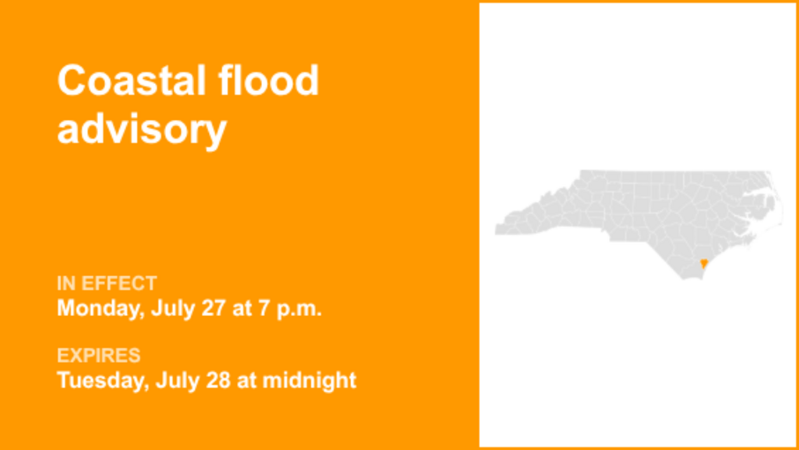 UPDATE: Coastal flood advisory in place for Inland New Hanover until 1 a.m. Saturday 