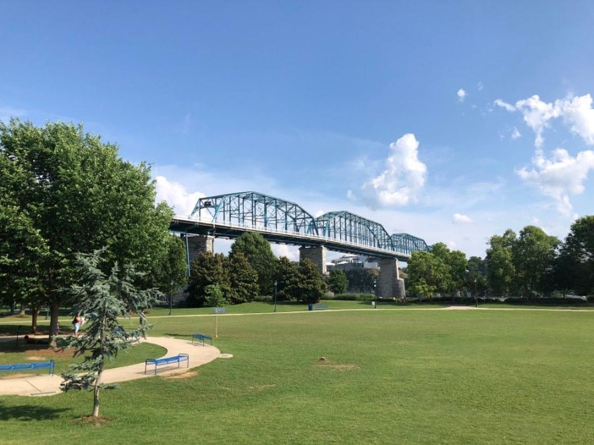  The Walnut Street Bridge rises above Chattanooga. Photo credit: Terri Marshall 