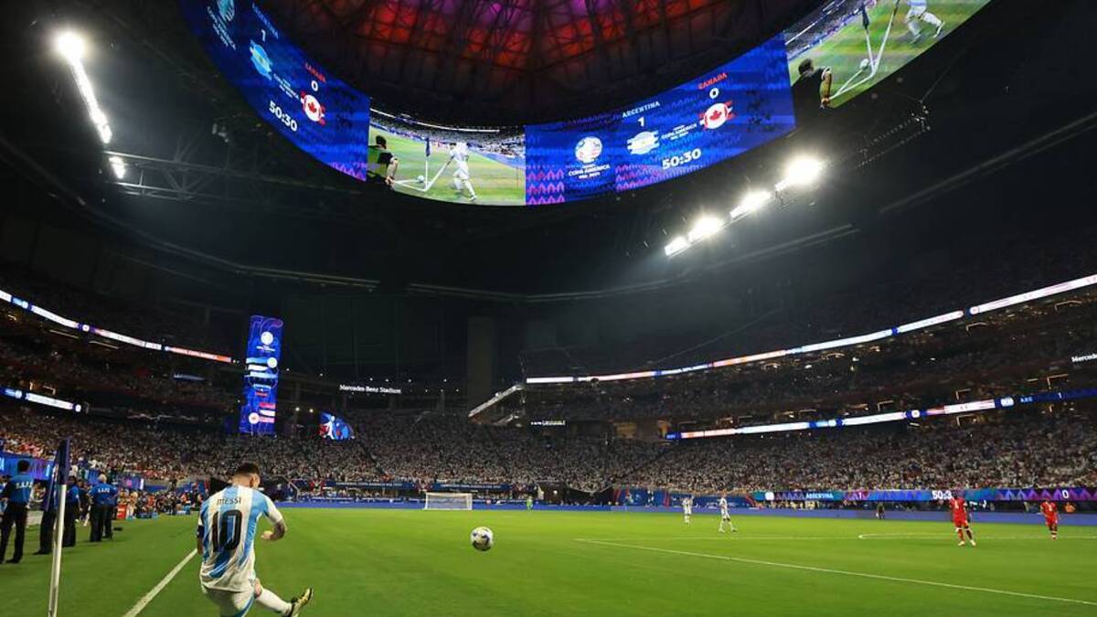  The Mercedes-Benz pitch at the 2024 Copa América was criticized by eventual champion Argentina. | Hector Vivas/Getty Images 