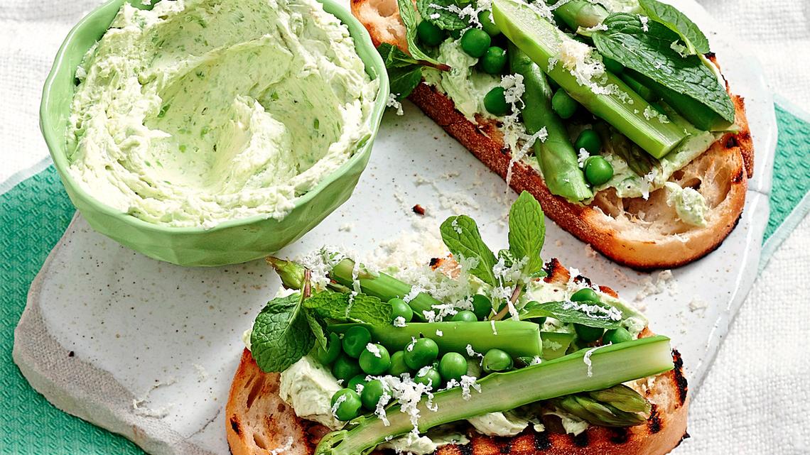 Refreshingly Easy Pea, Asparagus and Pecorino Bruschetta Recipe Is a Quick-Fix Lunch Or Anytime Snack