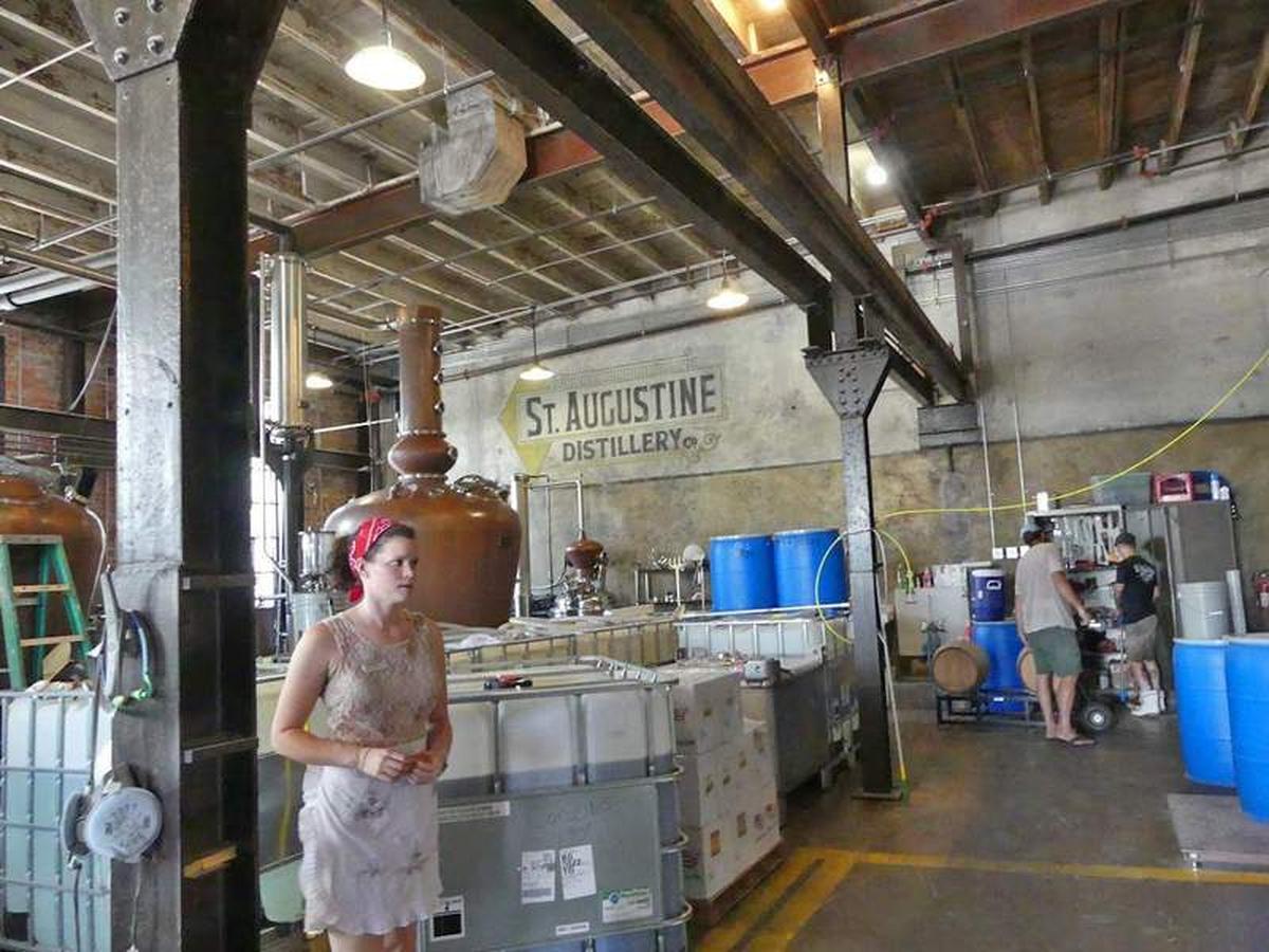  Our guide showing us through St. Augustine Distillery. Photo credit: Kathleen Walls 