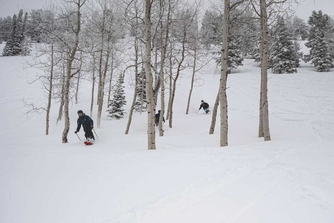 If you look closely, you can see Ian, Matt, and Max skiing some of the best turns of the year at Targhee! .