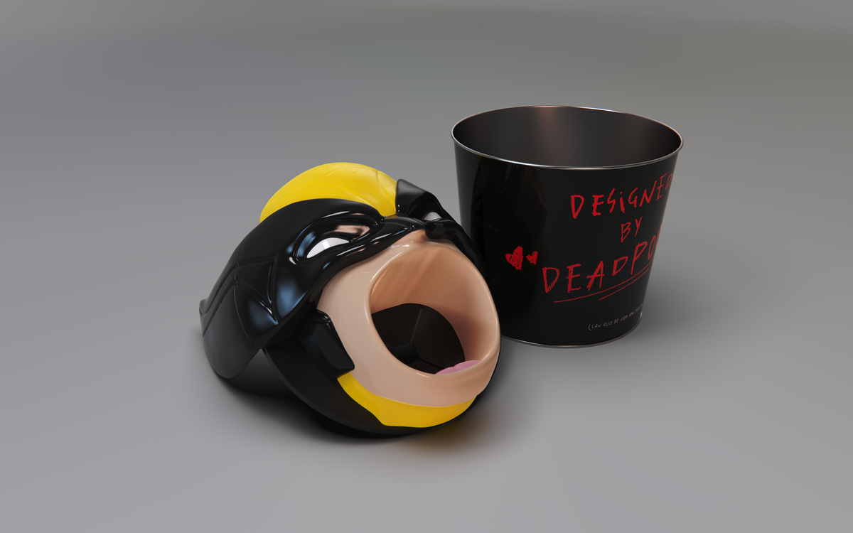 One of AMC Theatre's popcorn buckets for "Deadpool & Wolverine" featured Wolverine's head with a wide-open mouth.