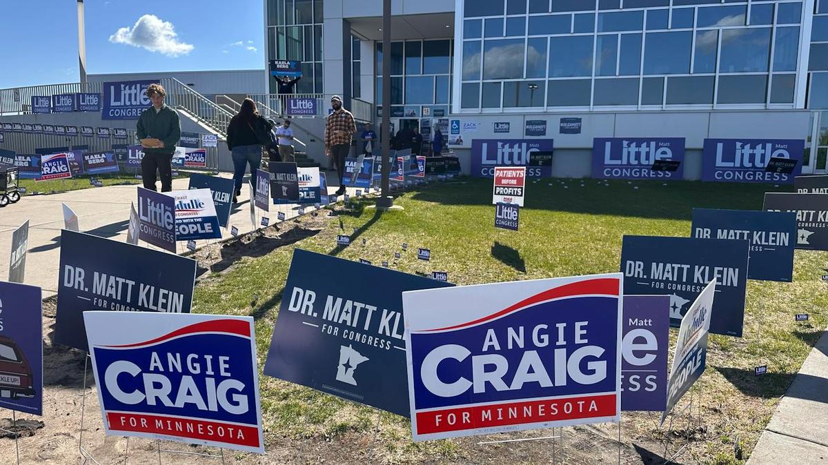Candidates made their pitch to delegates at the 2nd District DFL convention at Burnsville High School on Saturday, May 9, 2026, as three candidates vie for an endorsement in the race to replace Rep. Angie Craig. Matt Little, a former state legislator and mayor of Lakeville, won the 2nd District DFL endorsement. (Sydney Kashiwagi/The Minnesota Star Tribune/TNS)