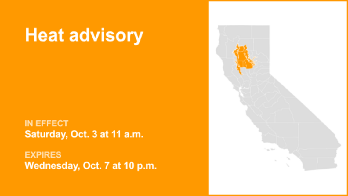 Heat advisory affecting Central Valley from Saturday to Wednesday 