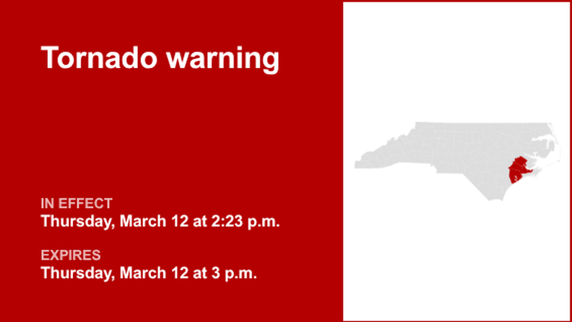 UPDATE: Pamlico County under a tornado warning Thursday afternoon, says the NWS 