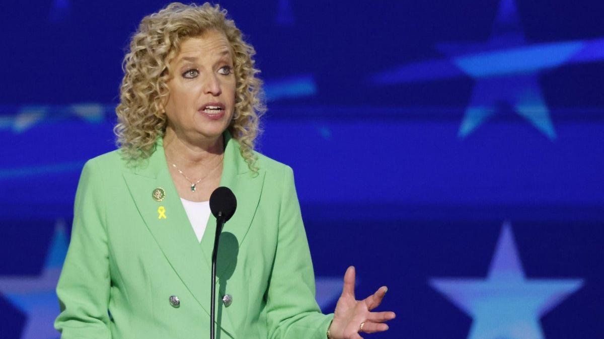 Rep. Debbie Wasserman Schultz, D-Fla., speaks at the 2024 Democratic National Convention in Chicago in 2024. She announced Friday that she will run again in a new Broward County district. File Photo by Tannen Maury/UPI
