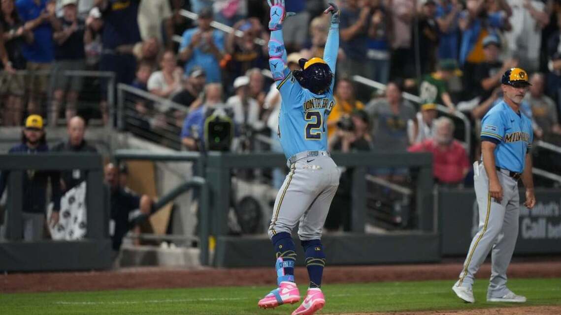 MLB roundup: Brewers outslug A's 15-14 in 12 innings at Las Vegas 