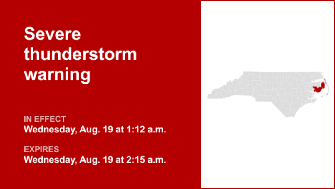 UPDATE: Severe thunderstorm warning previously issued for Dare County will expire at 2:15 a.m. 