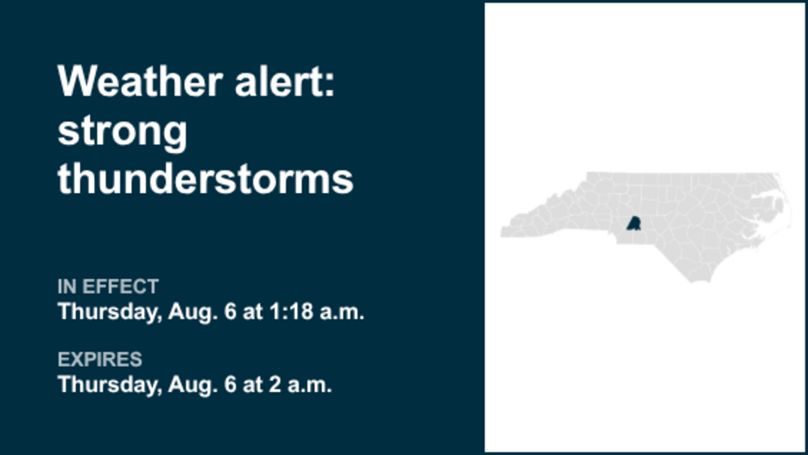 Weather alert for Stanly County until 2 a.m. Thursday - gusts may reach 30 mph 