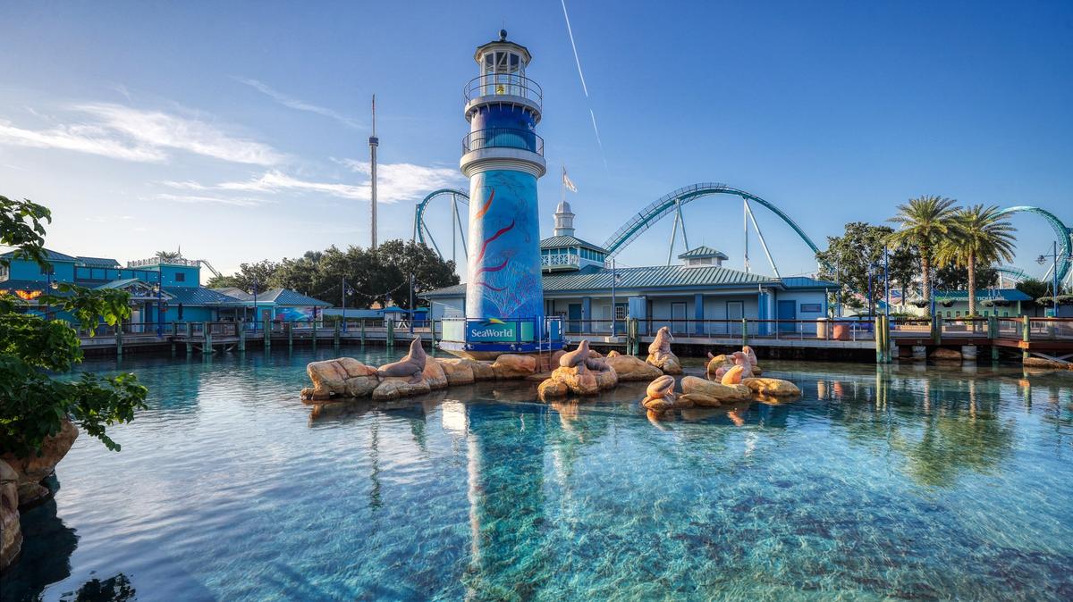 SeaWorlds lighthouse, on Thursday, August 28, 2025. (Ricardo Ramirez Buxeda/Orlando Sentinel)