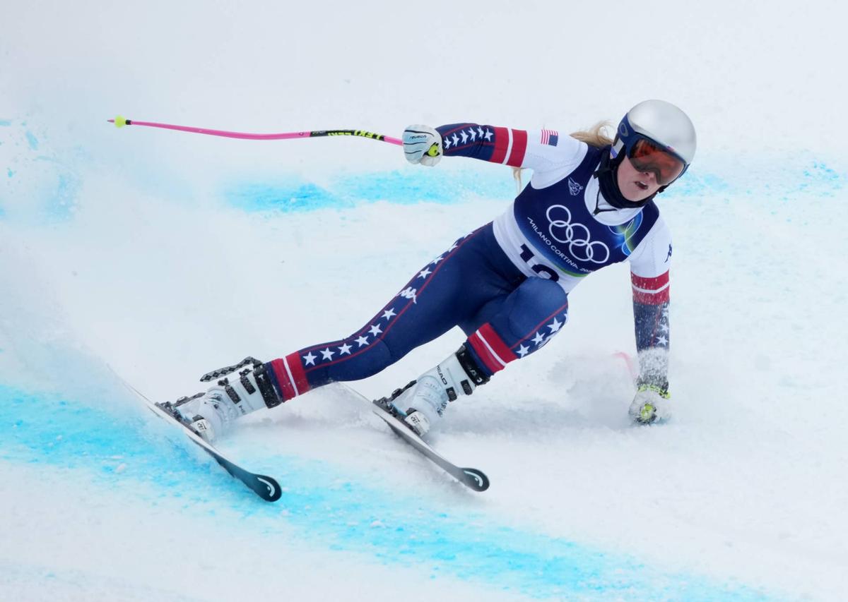  Lindsey Vonn of the United States in women's downhill training during the 2026 Milan Cortina Olympics. Eric Bolte-Imagn Images