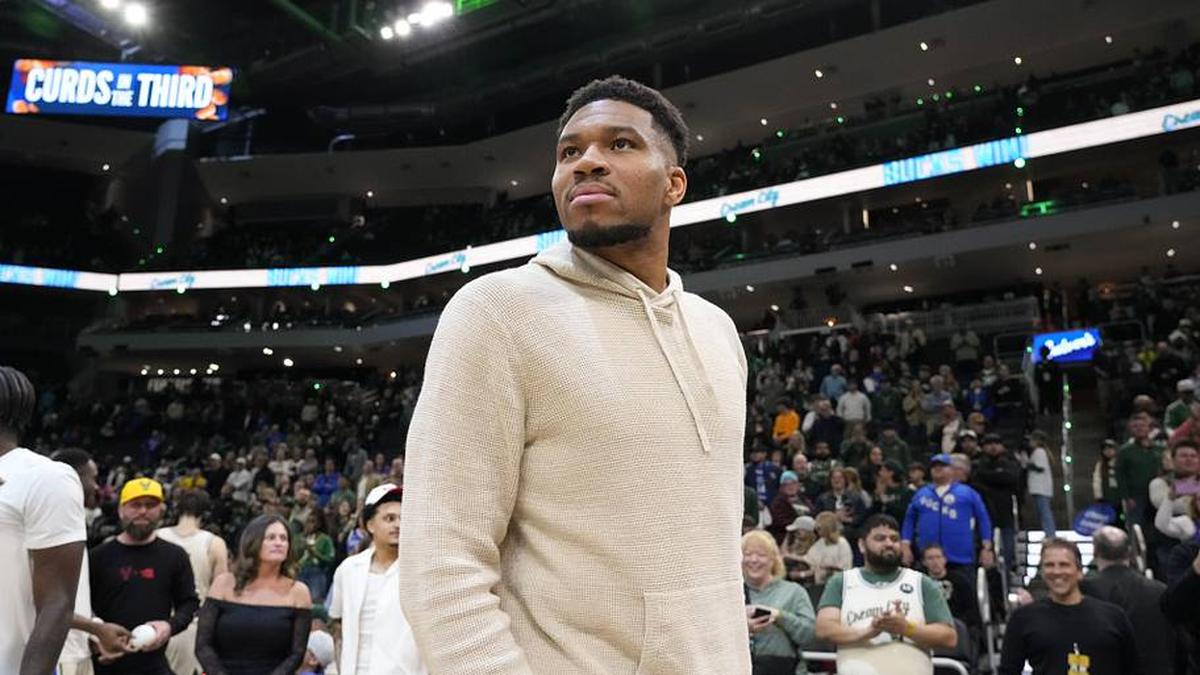  Apr 10, 2026; Milwaukee, Wisconsin, USA; Milwaukee Bucks forward Giannis Antetokounmpo (34) looks around following the game against the Brooklyn Nets at Fiserv Forum. Mandatory Credit: Jeff Hanisch-Imagn Images | Jeff Hanisch-Imagn Images 