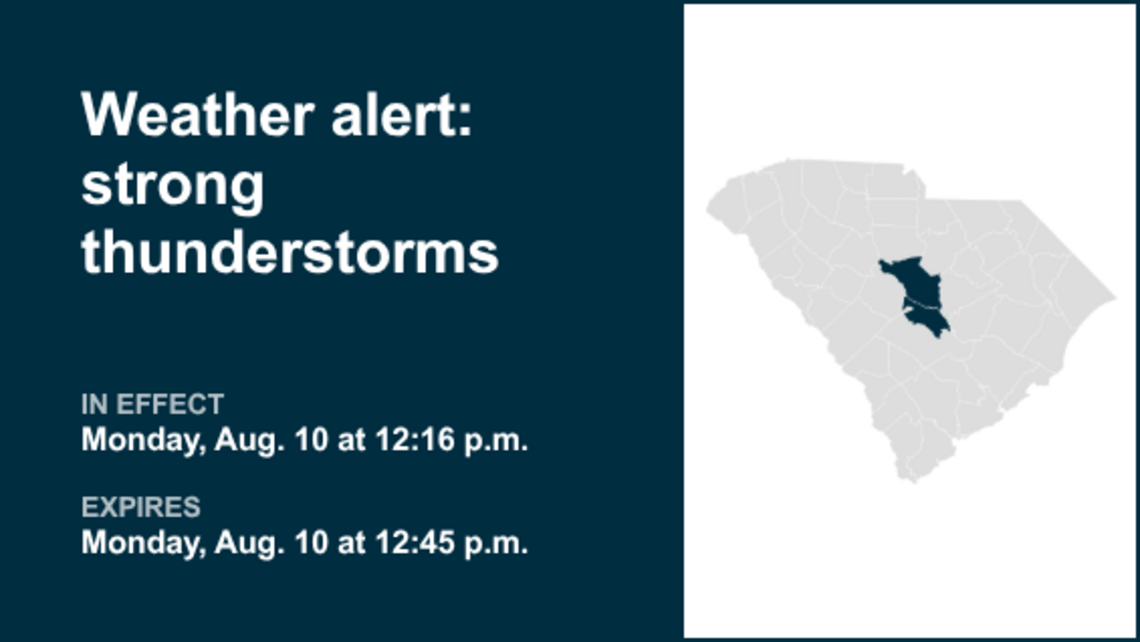 UPDATE: Weather alert active for Midlands early Monday evening, says the NWS 