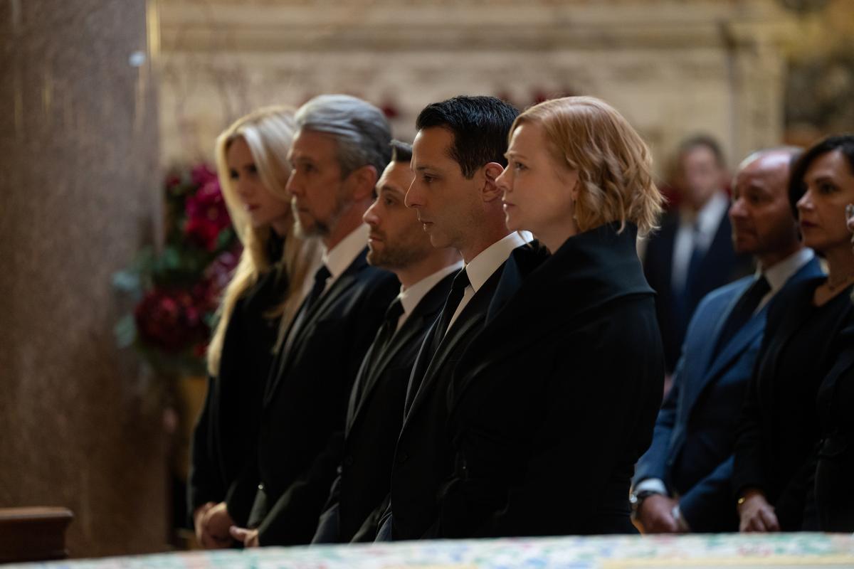 HBO’s “Succession” led with 27 Emmy nominations, including nods for, from right, Sarah Snook, Jeremy Strong, Kieran Culkin and Alan Ruck. Justine Lupe also stars.