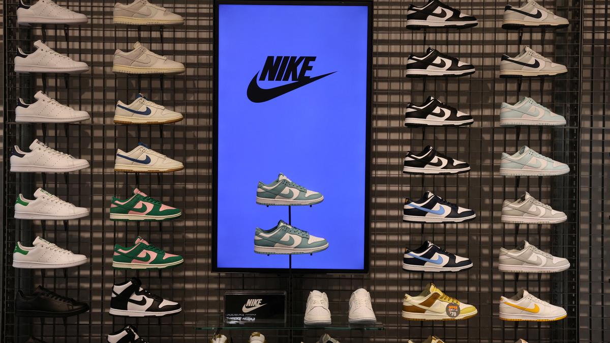 Nike sneakers are seen on display at a store in Westfield Stratford City, London, Britain, July 30. REUTERS/Mina Kim/File Photo