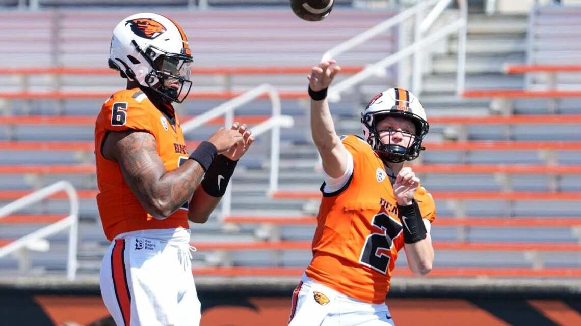 Former Mercer standout Braden Atkinson wins Oregon State QB job 