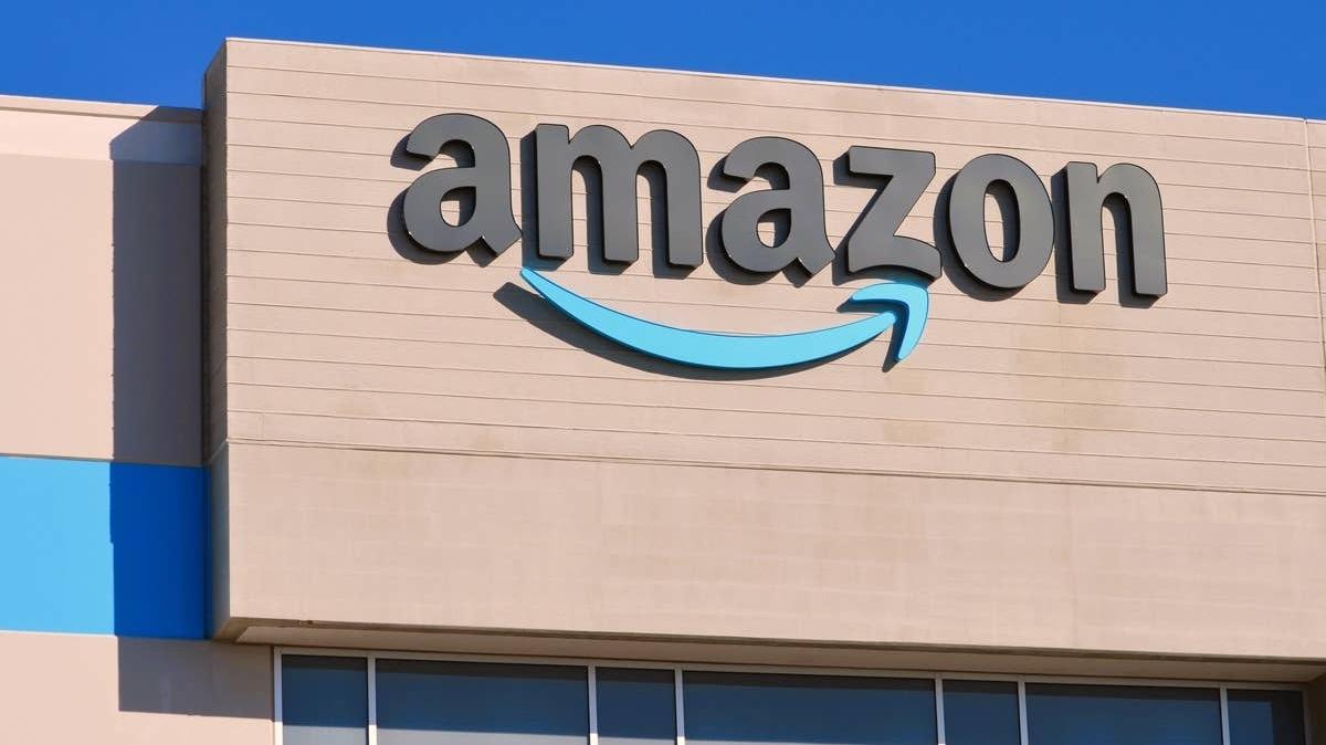 An Amazon sign. 