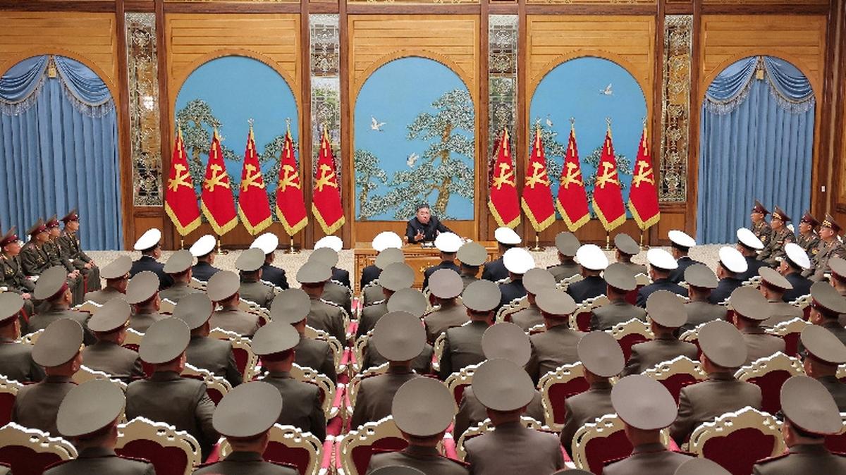 North Korean leader Kim Jong Un meets with division and brigade commanders of the entire army, in this pictured released May 18, 2026 by North Korea's official Korean Central News Agency. KCNA via REUTERS
