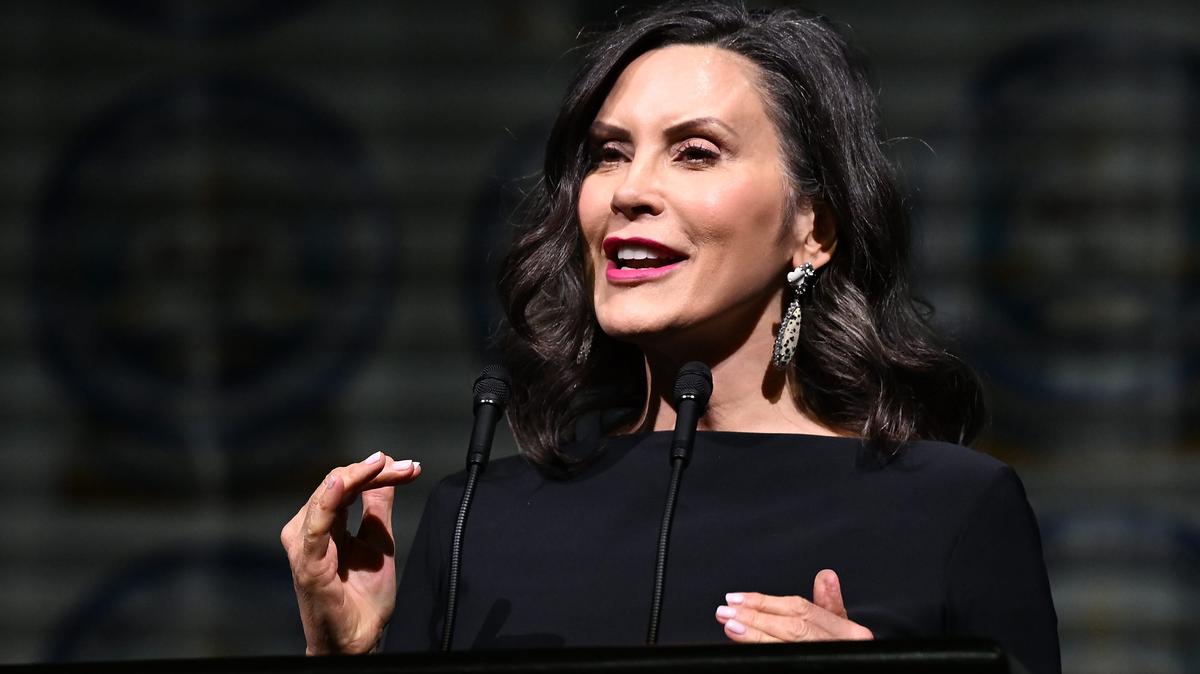 Michigan Gov. Gretchen Whitmer speaks during the NAACP Freedom Fund Dinner on April 26, 2026, at Huntington Place in Detroit. (Robin Buckson/The Detroit News/TNS)
