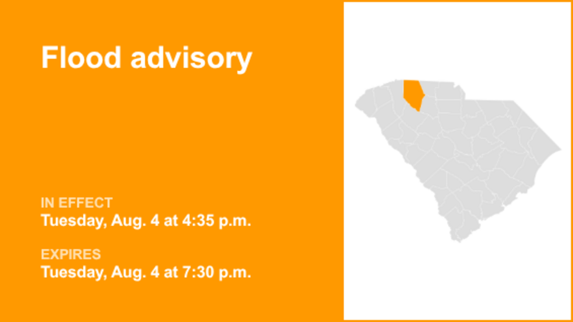 UPDATE: Flood advisory issued for Spartanburg County Tuesday night due to heavy downpours 