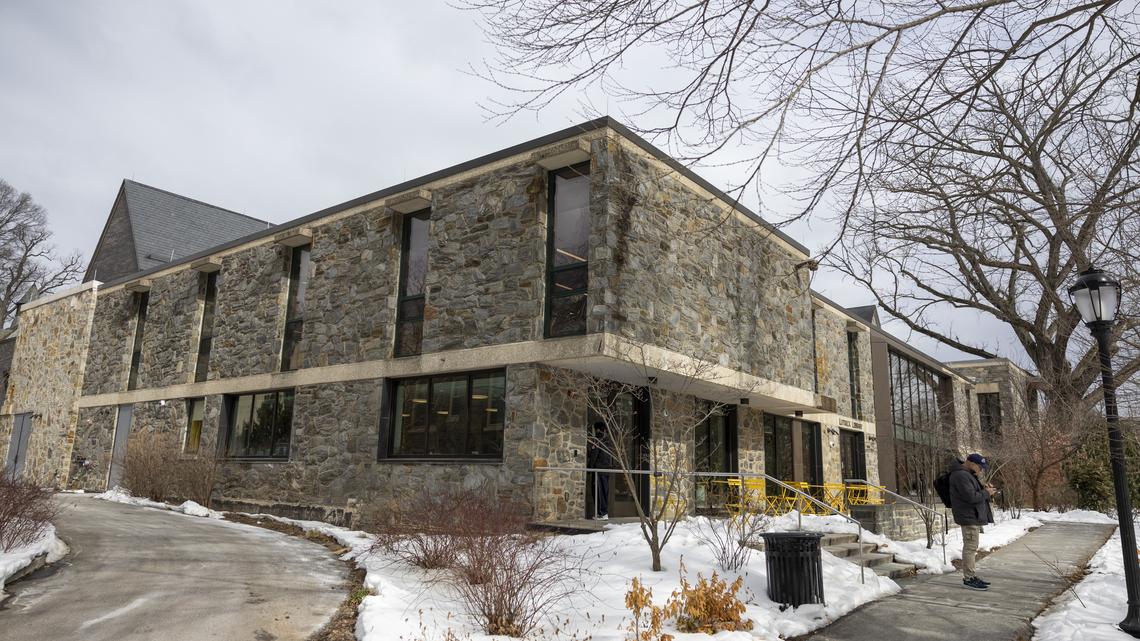 The outside of the Lutnick Library at Haverford College. (Tyger Williams/The Philadelphia Inquirer/TNS)