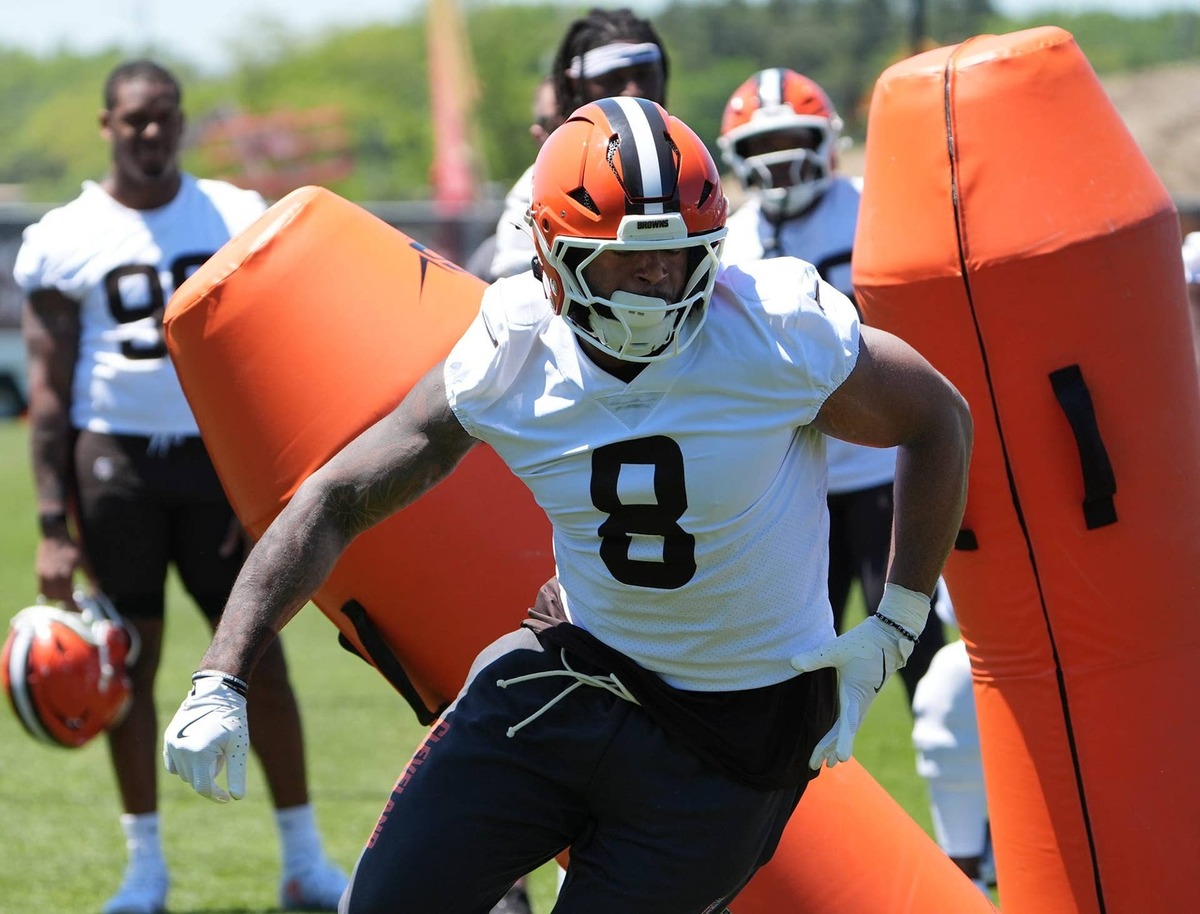  Jared Verse will have high expectations as Myles Garrett's replacement. (Mike Cardew-USA TODAY NETWORK via Imagn Images)